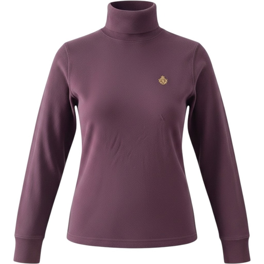 Lauren Ralph Lauren Turtleneck Wms M Plum Gold Crest Embroidered Preppy Classic